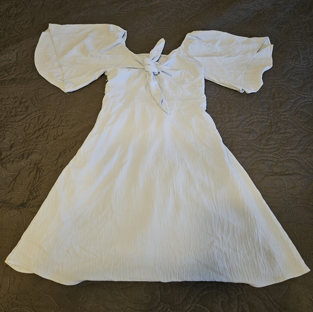 Deep V-neck Flutter Sleeve Dress